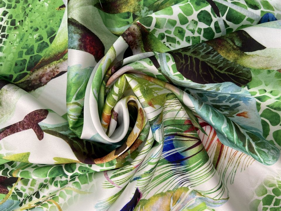 Patterned Soft Lycra Satin 1 Meter Fabric
