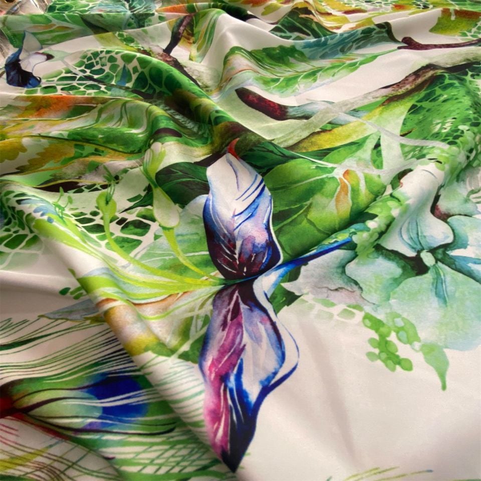 Patterned Soft Lycra Satin 1 Meter Fabric