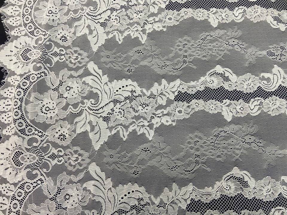 Fransız Kupon Lace Embrodery Dantel OFF White Kumaş 1 Kupon (3metre) (col-2021-01)