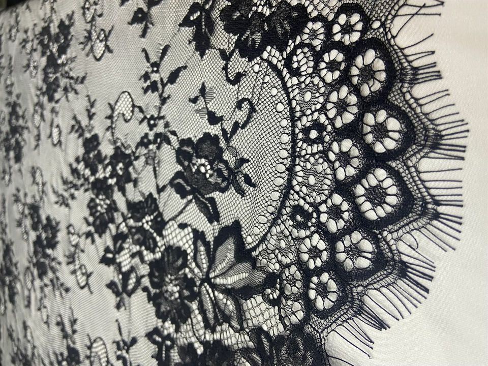 Fransız Kupon Lace Embrodery Dantel Siyah Kumaş 1 Kupon (3metre) (col-2023-01)