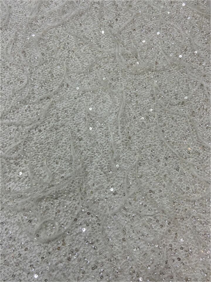 Wedding Ostrich Handmade Embrodery 1 Metre Kumaş (col-20675)