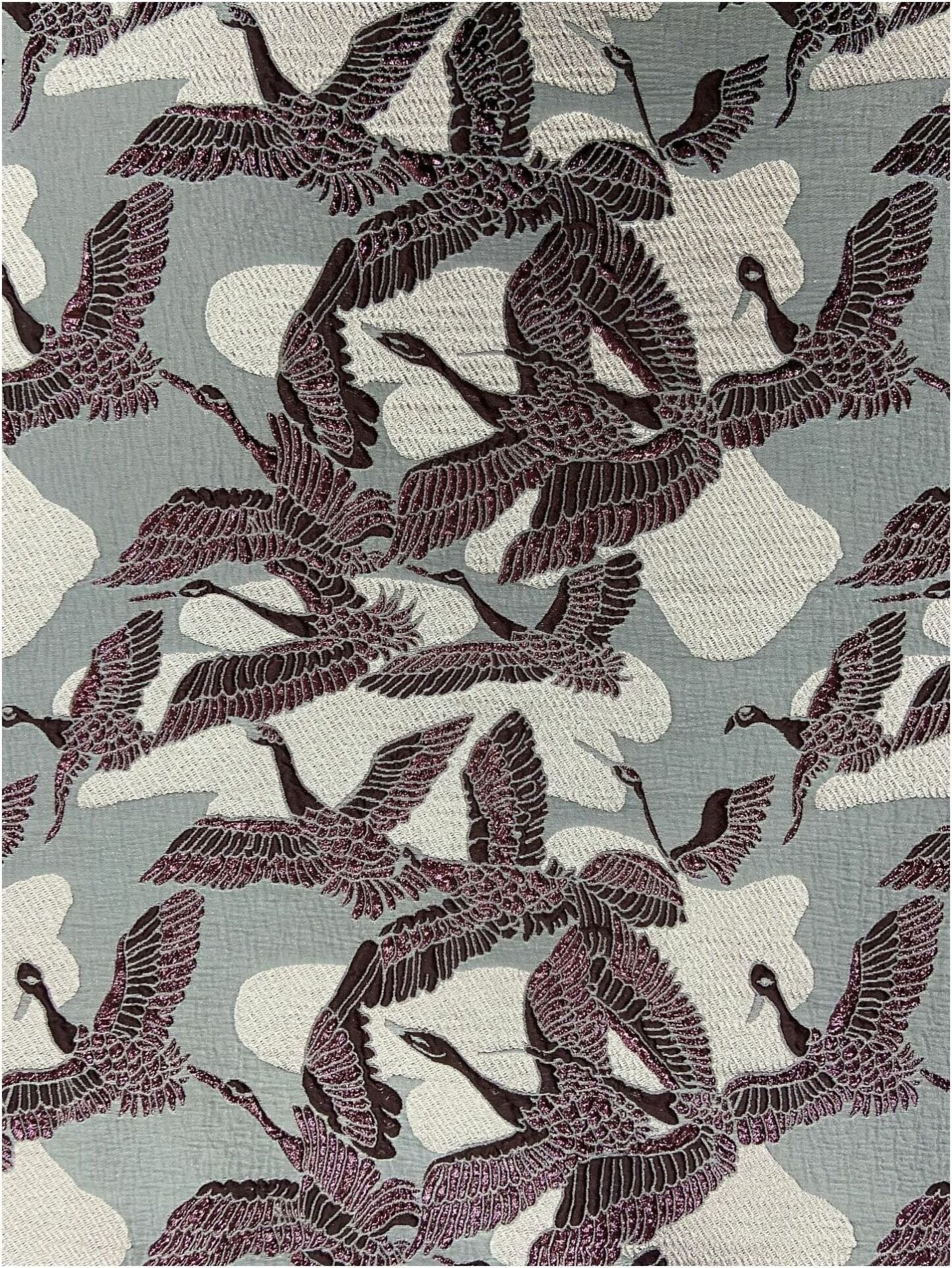 İtalyan Brokar Cranebird 1 Metre Kumaş  (col-23-2302)