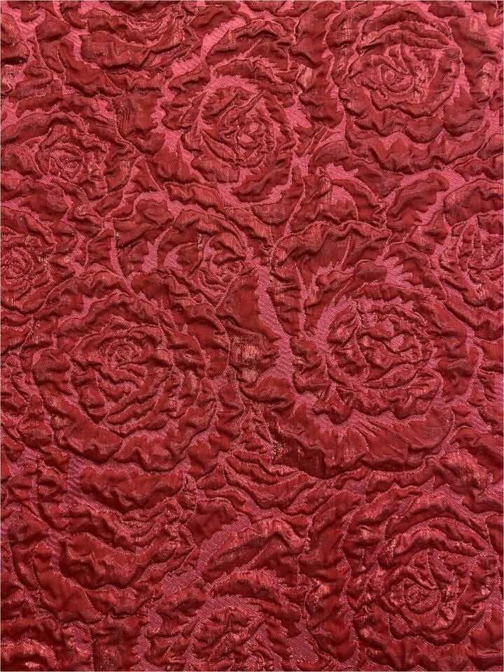 Rozalina Brokar 1 Metre Koyu Şarap Kırmızısı Kumaş (col-23-3026)