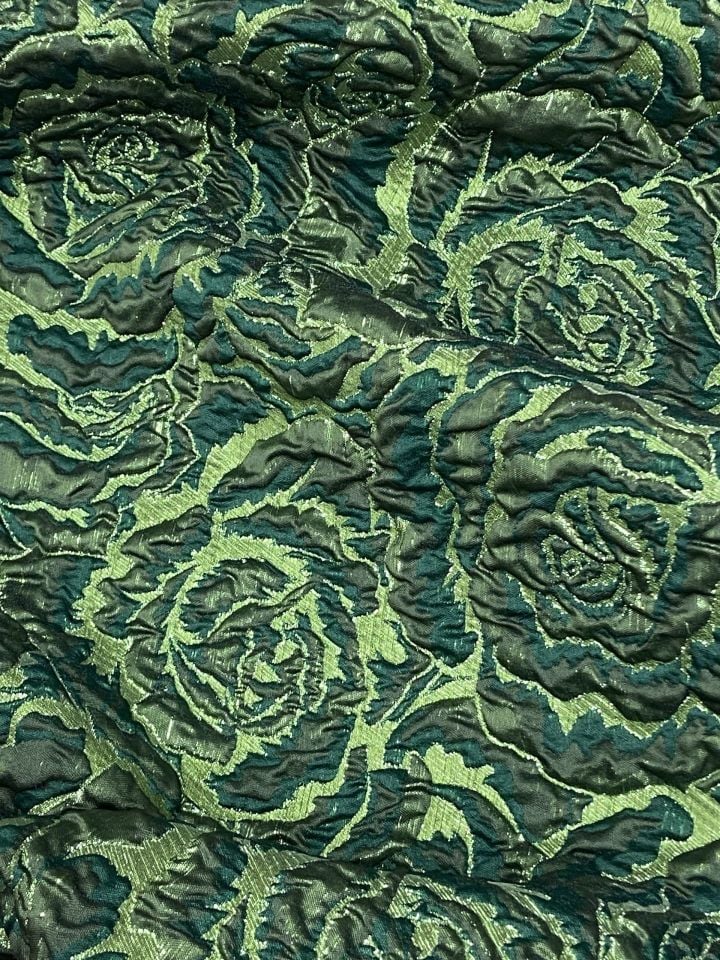 Rozalina Brokar 1 Metre Haki Yeşil Kumaş (col-22-3027)