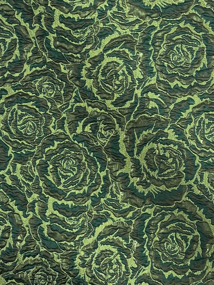 Rozalina Brokar 1 Metre Haki Yeşil Kumaş (col-22-3027)