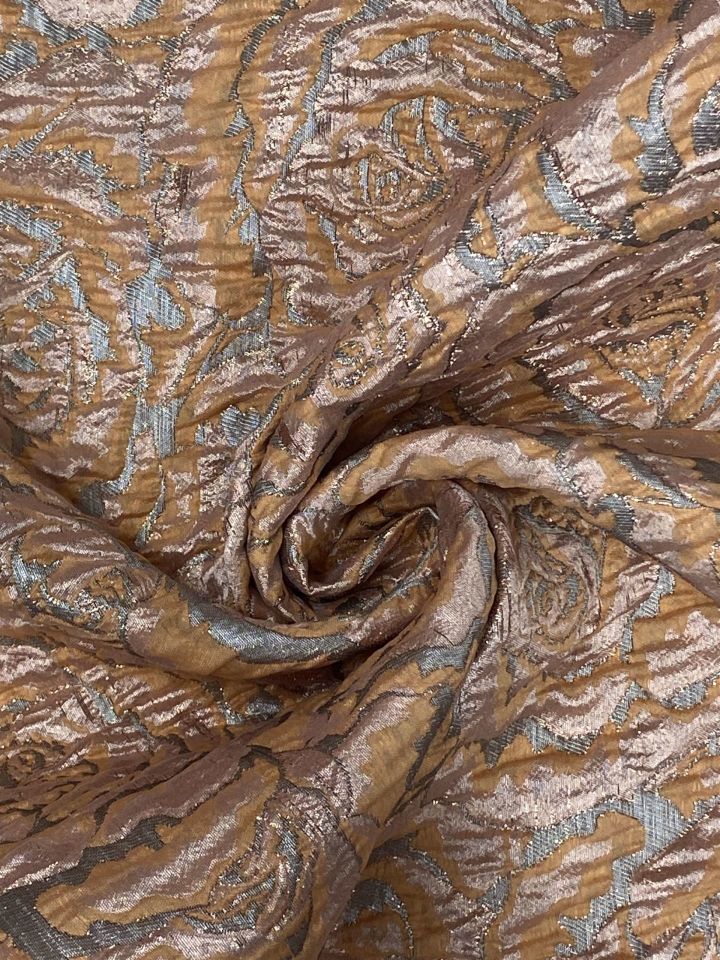 Rozalina Brocade 1 Meter Light Orange Fabric (col-22-3034)