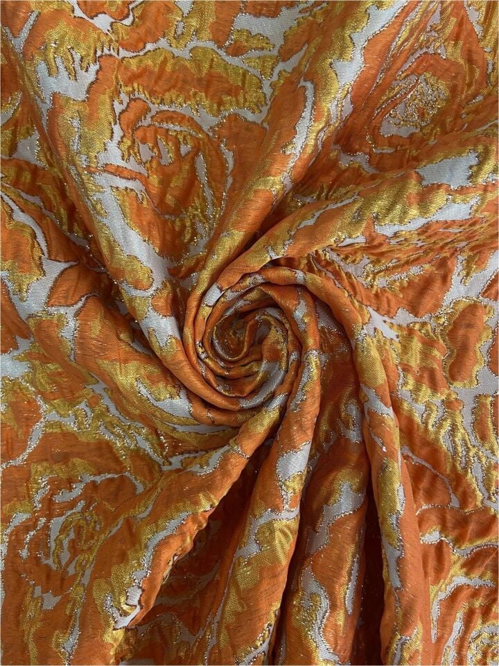 Rozalina Brocade 1 Meter Orange Fabric (col-23-3035)