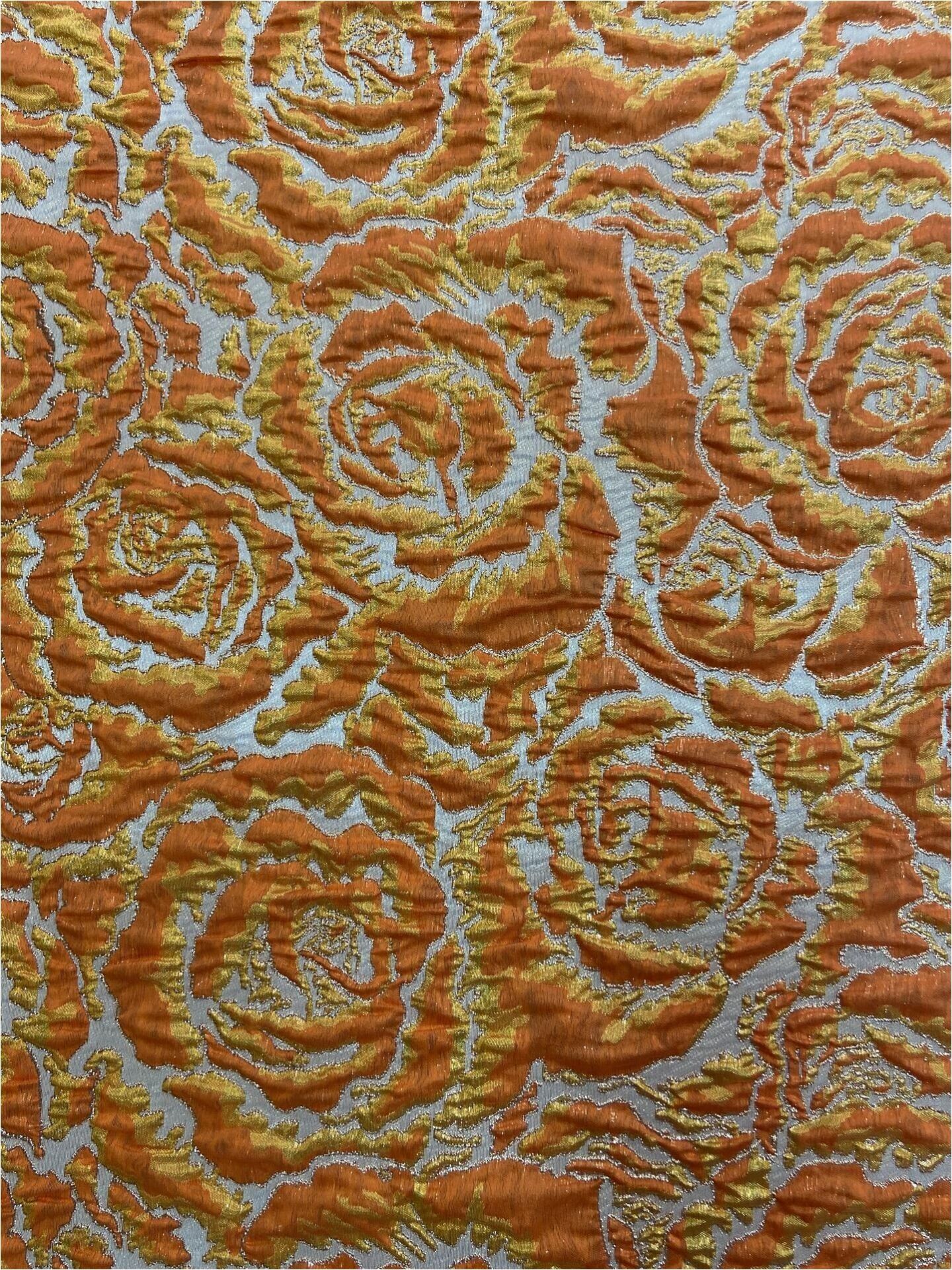 Rozalina Brocade 1 Meter Orange Fabric (col-23-3035)