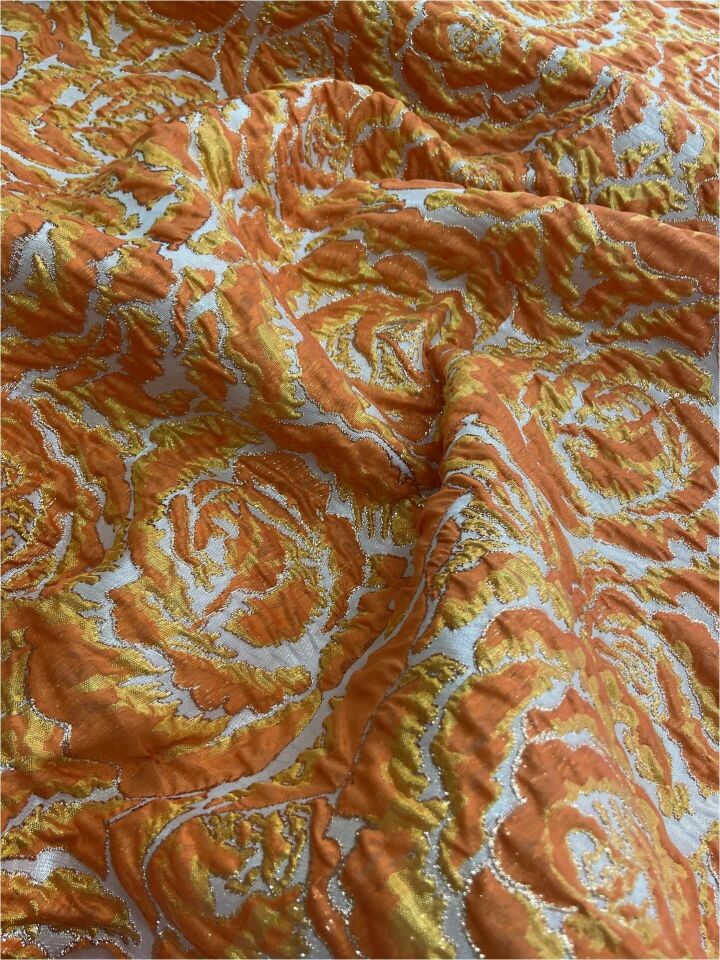 Rozalina Brocade 1 Meter Orange Fabric (col-23-3035)