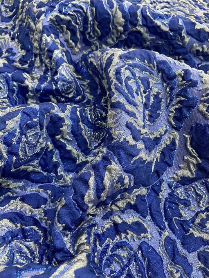 Rozalina Brocade 1 Meter Saks Light Gray Fabric (col-22-3037)
