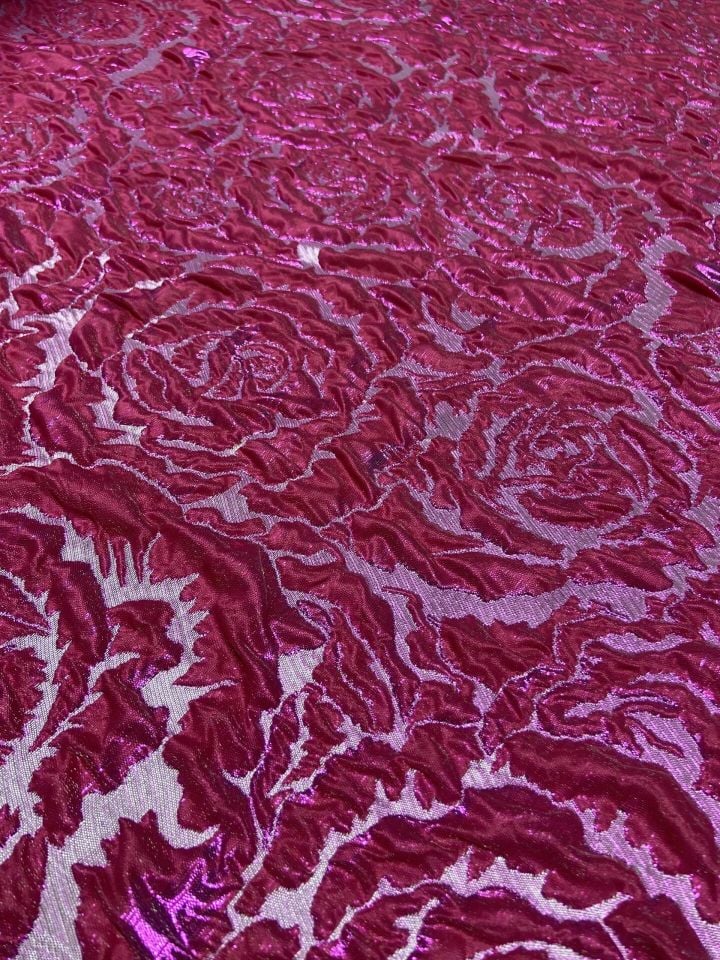Rozalina Brocade 1 Meter Vivid Fuchsia Fabric(col-23-3040)