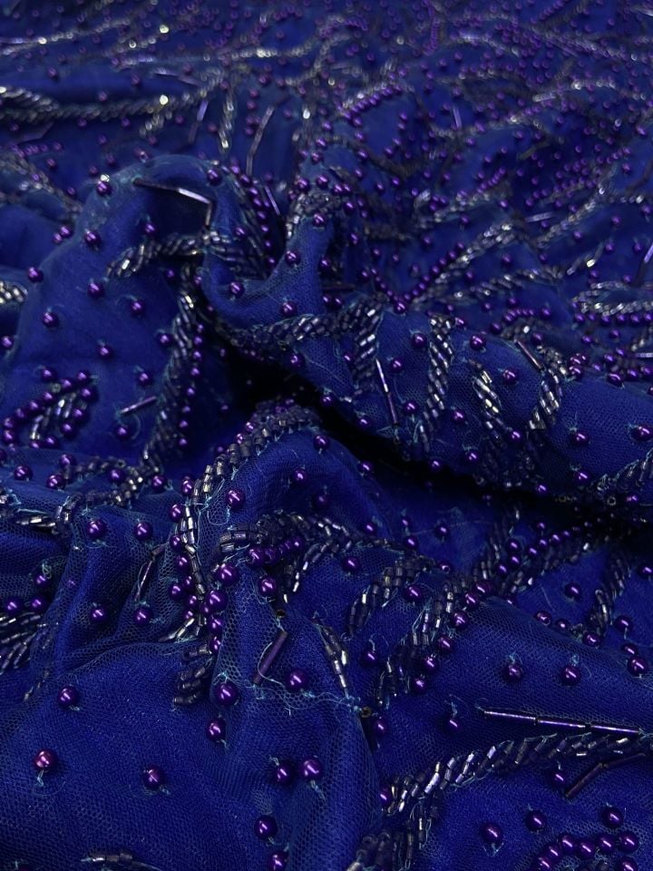 Embrodery Boncuk Kasnak 1 Metre Saks Kumaş (col-23-2500)