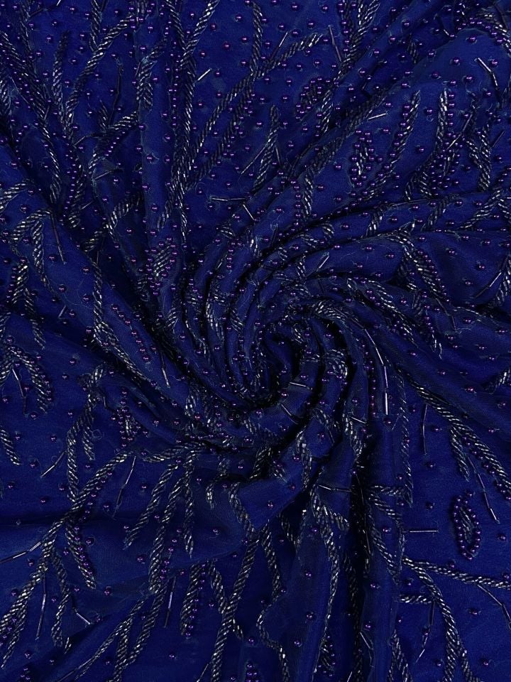 Embrodery Boncuk Kasnak 1 Metre Saks Kumaş (col-23-2500)