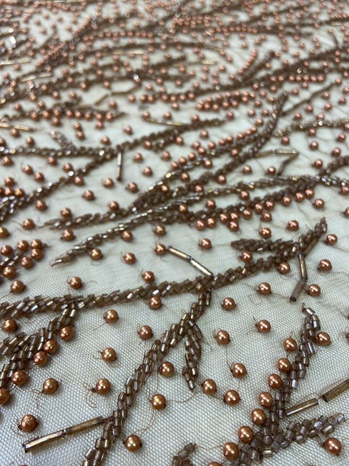 Embrodery Boncuk Kasnak 1 Metre Bakır Kumaş (col-23-2502)