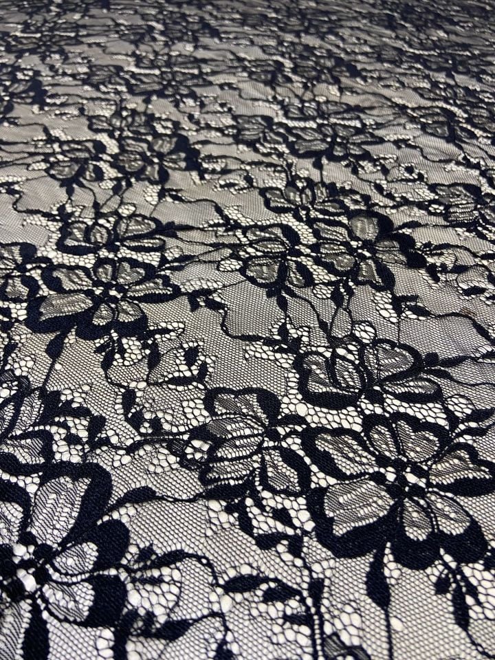 Роскошная французская кружевная ткань черного цвета длиной 1 метр (col-2022-031)