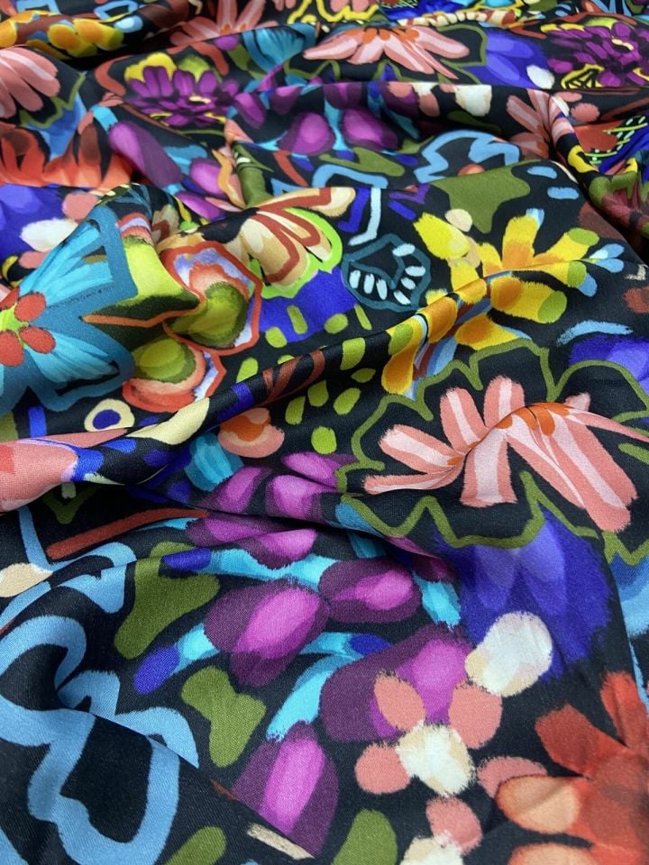 Milano Silky Saten Desenli 1 Metre Kumaş (col-23-2138)