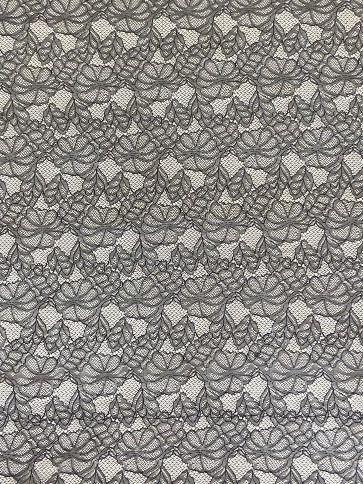 Роскошная французская кружевная ткань черного цвета длиной 1 метр (col-2021-023)