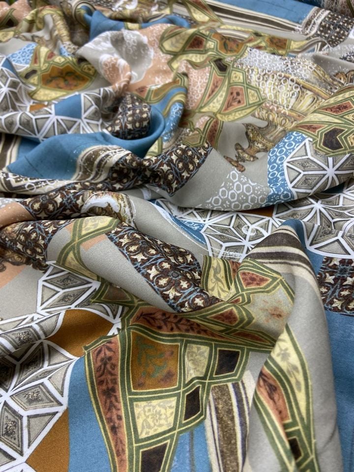 Milano Silky Saten Desenli 1 Metre Kumaş (col-23-2158)