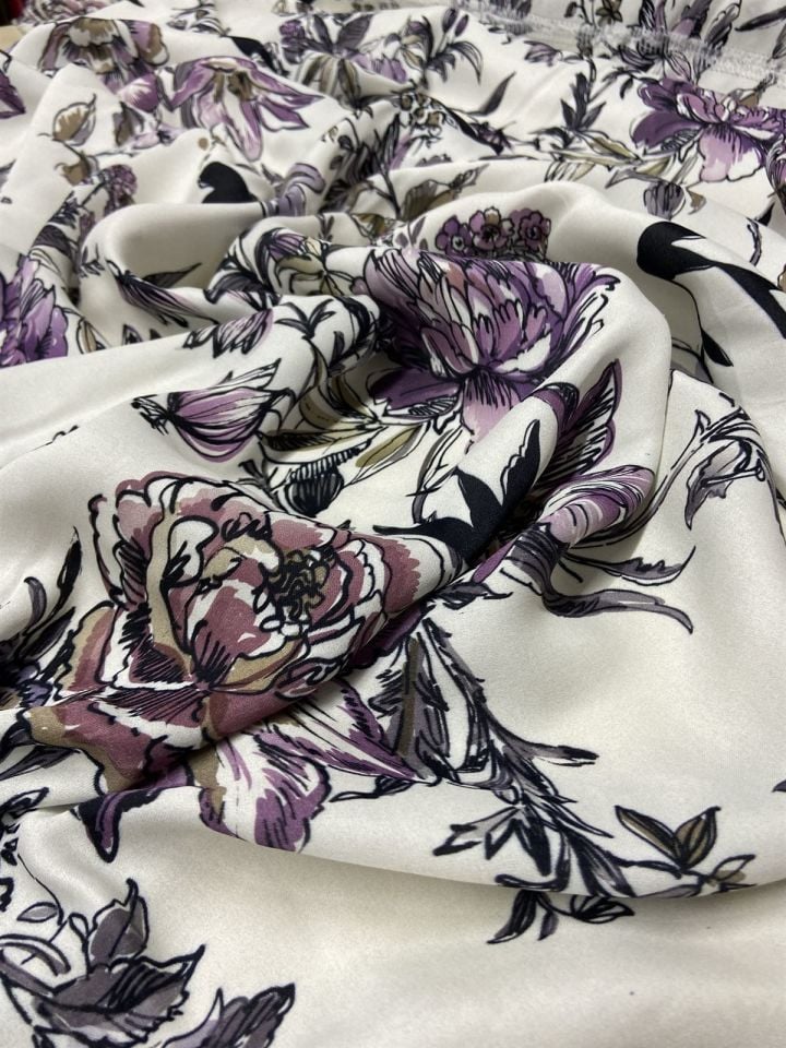 Milano Silky Satin Patterned 1 Meter Fabric (col-23-2159)